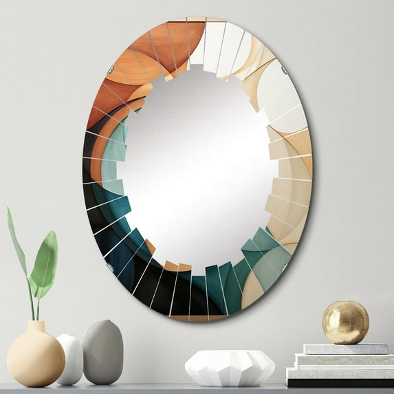 DESIGN ART Designart "Orange Mid Century Organic Harmony I" Abstract Modern Wall Mirror 20in.x30in.