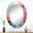 thumbnail image 1 of DESIGN ART Designart "Orange Pink Palm Trees Abstract III" Floral Modern Wall Mirror 24in.x36in., 1 of 4