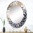 thumbnail image 1 of DESIGN ART Designart "Pastel Abstract With Blue Black & Gold Spots XII" Modern Geometric Wall Mirror 24in.x36in., 1 of 4