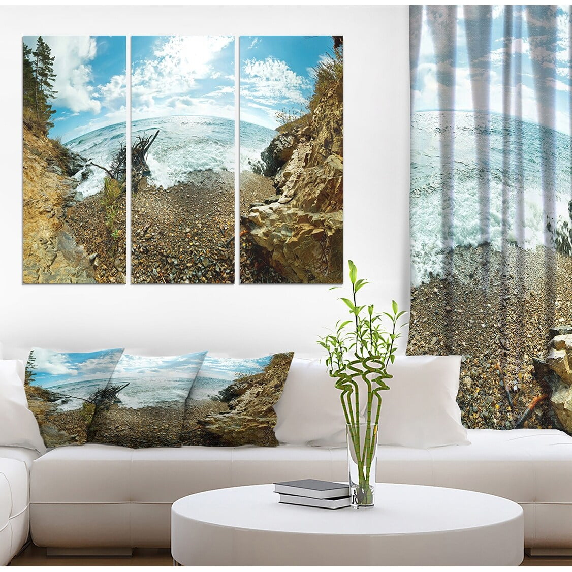 Designart Relaxing View of Nature landscapes Photography on Wrapped Canvas Set - 70 in. Wide x 28 in. High - 6 Panels