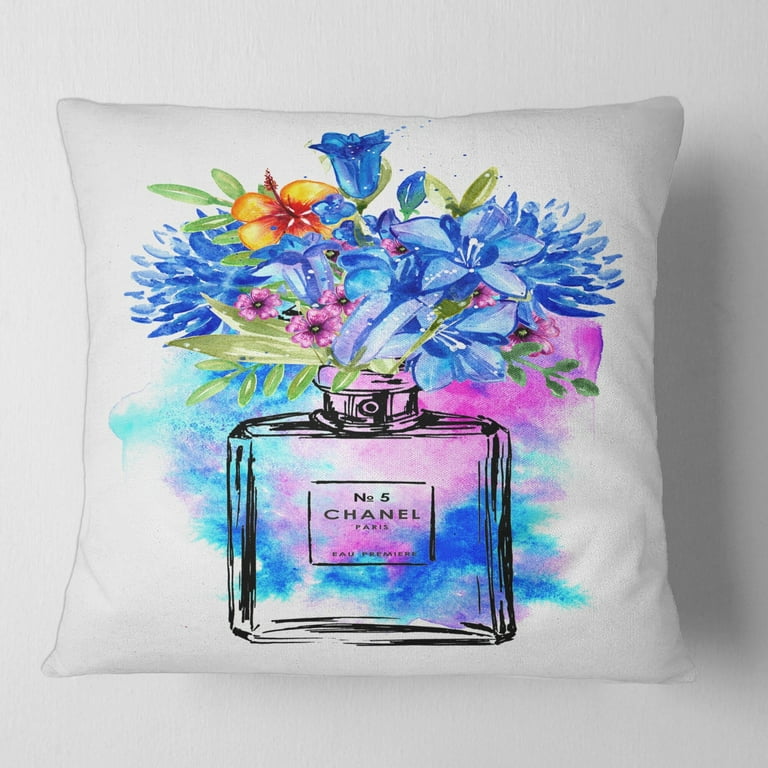 Designart 'Perfume Chanel Five I' Modern Printed Throw Pillow - On