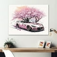 thumbnail image 1 of DESIGN ART Designart "Pink And Cream Essence Of Retro Car" Retro Car Metal Wall Art 32 in. wide x 16 in. high, 1 of 5