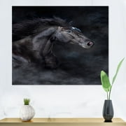 DESIGN ART Designart "Portrait Of Black Stallion I" Traditional Canvas Wall Art Print 40 in. wide x 30 in. high