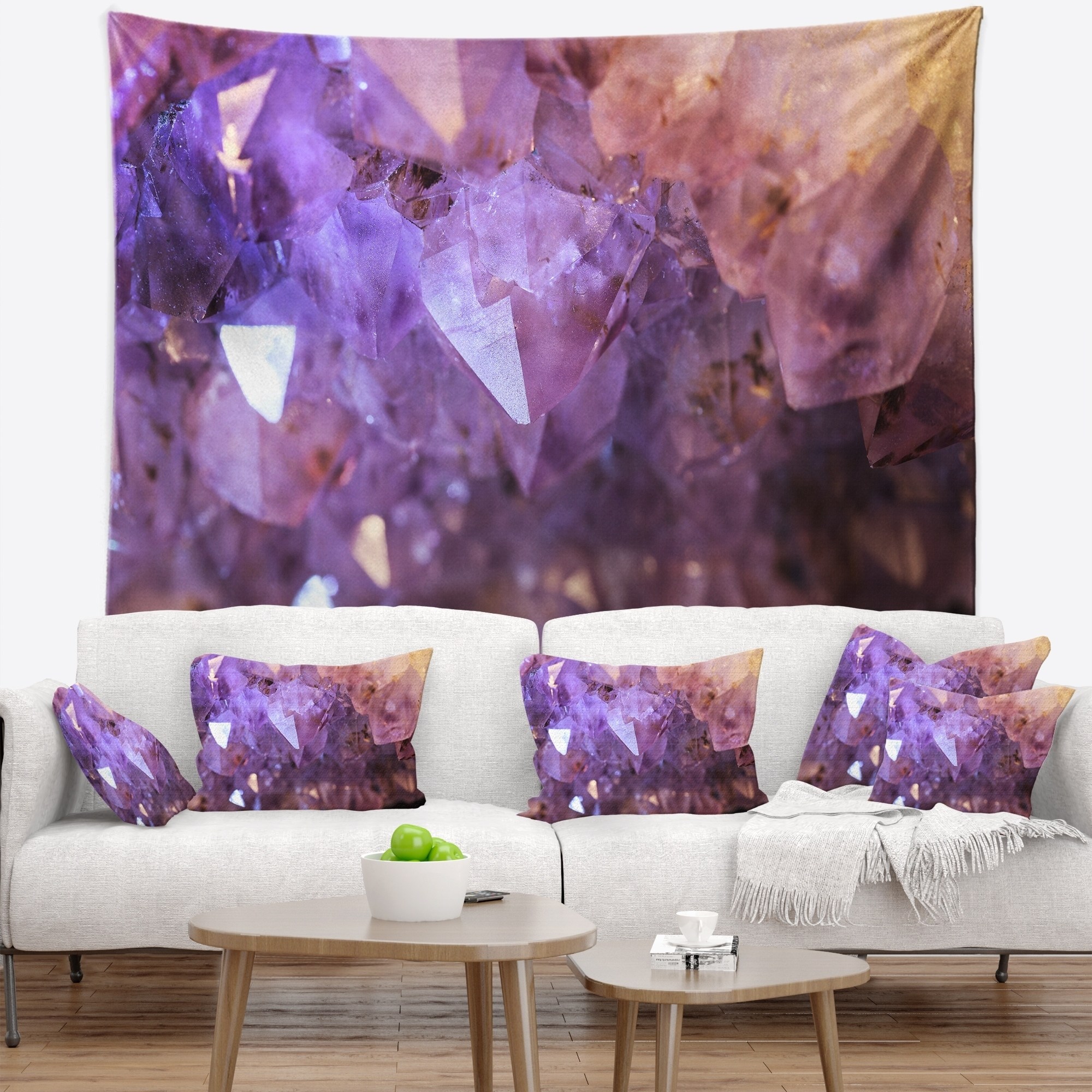 DESIGN ART Designart 'Purple White Natural Amethyst Geode' Abstract