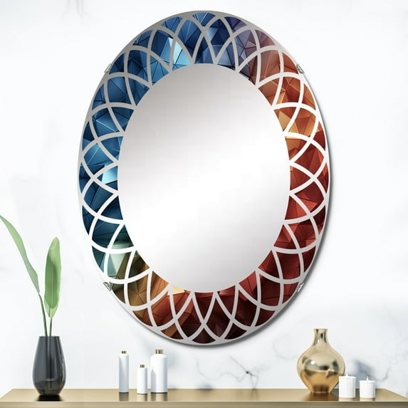 DESIGN ART Designart "Rainbow Harmony Geometric" Landscapes Modern Wall Mirror 24in.x36in.