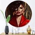 thumbnail image 1 of DESIGN ART Designart "Ravishing Woman In Red III" Woman Sensual Metal Round Wall Art 23x23 - Disc of 23 Inch, 1 of 5