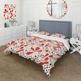 thumbnail image 1 of DESIGN ART Designart "Red And White Polka Dots Pattern" White modern bedding covert set with 2 shams King, 1 of 5