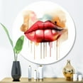 thumbnail image 1 of DESIGN ART Designart "Red Lips Of Luxury II" Fashion Metal Round Wall Art 16x16 - Disc of 16 Inch, 1 of 5