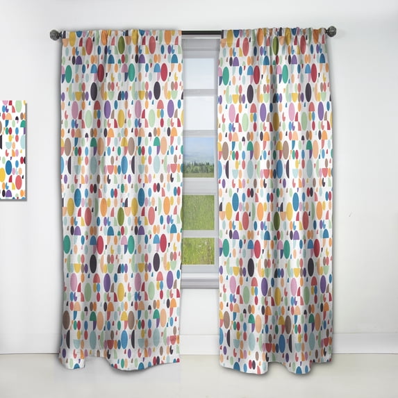 DESIGN ART Designart 'Retro Abstract Geometric Pattern' Mid-CenturyCurtain Single Panel 52 in. wide x 95 in. high - 1 Panel 95 Inches