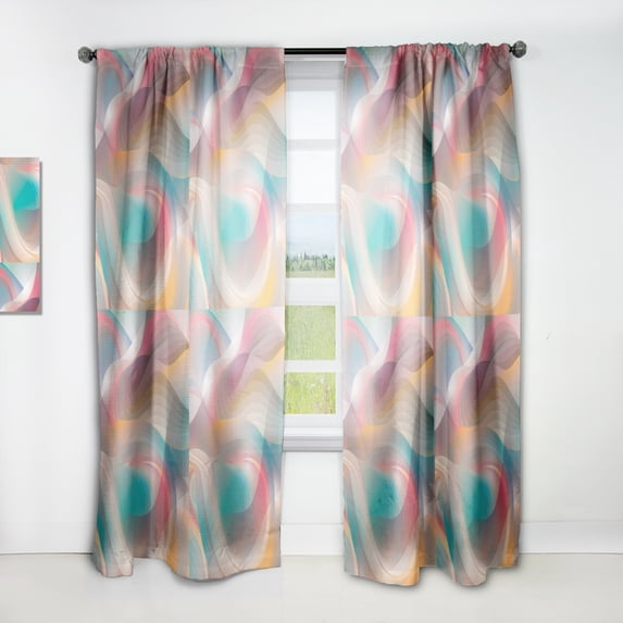DESIGN ART Designart 'Retro Shining Colour Waves' Mid-CenturyCurtain Single Panel 52 in. wide x 108 in. high - 1 Panel 108 Inches