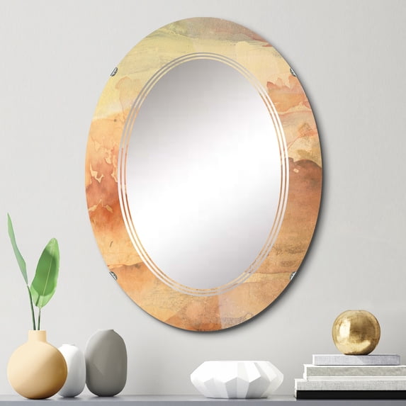 DESIGN ART Designart 'Serenity In Rasberry Blush IV' Printed Abstract Liquid Ink Wall Mirror 20in.x30in.