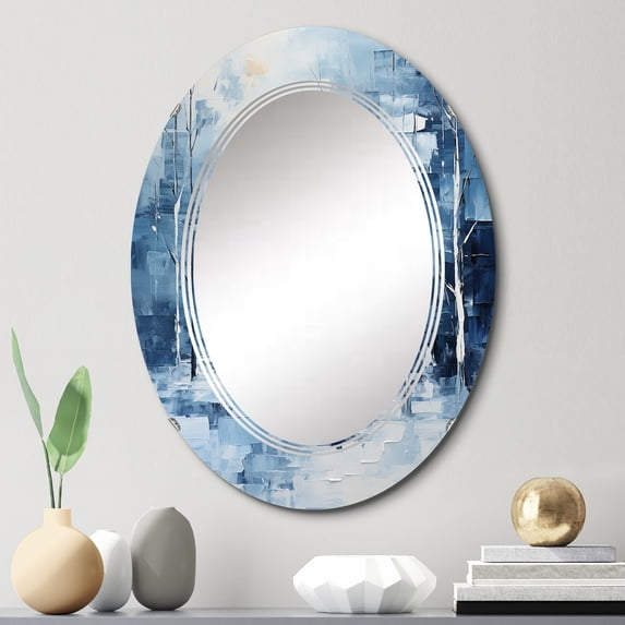 DESIGN ART Designart "Snow Winters Solitude II" Landscapes Modern Wall Mirror 20in.x30in.