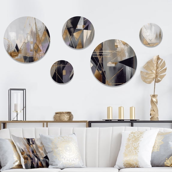DESIGN ART Designart "Soft Color Composition III" Modern Geometric Mutlipanel Metal Wall Art