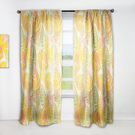 DESIGN ART Designart 'Summer Butterfly and Colorful Leaves' Traditional Curtain Single Panel 52 in. wide x 95 in. high - 1 Panel 95 Inches