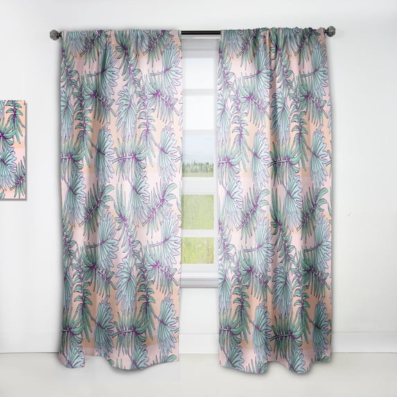 DESIGN ART Designart 'Summer Colorful Hawaiian Pattern with Tropical Plants' Tropical Curtain Single Panel 52 in. wide x 108 in. high - 1 Panel 108