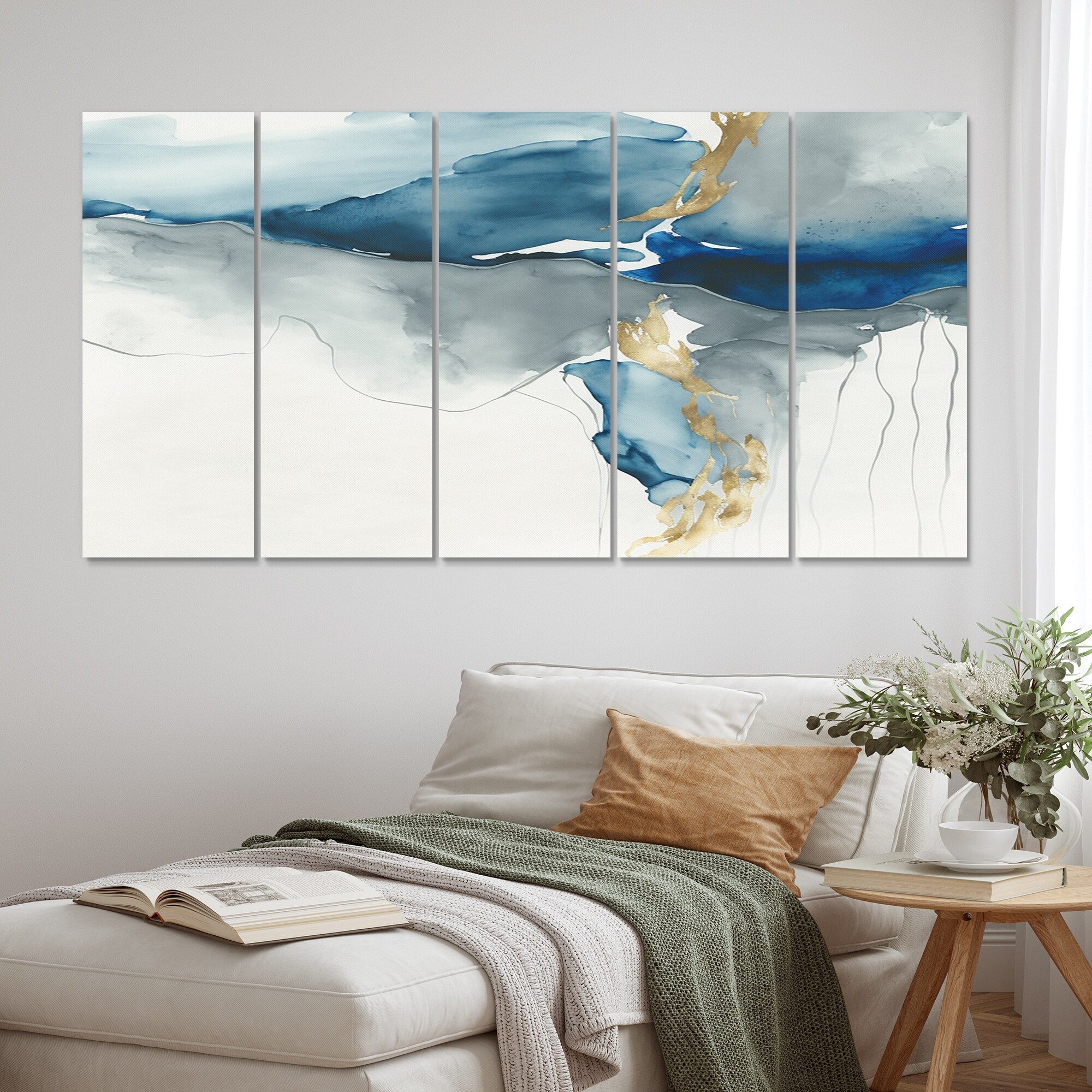 DESIGN ART Designart "Sunshine Through The Clouds III" Abstract Liquid Ink Multipanel Canvas