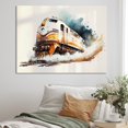 thumbnail image 1 of DESIGN ART Designart "Train On The Tracks" Transportation Train Canvas Prints 32 in. wide x 24 in. high, 1 of 5