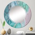 thumbnail image 1 of DESIGN ART Designart 'Turquoise Abstract Marble' Printed Modern Wall Mirror 24in.x24in., 1 of 5