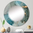 thumbnail image 1 of DESIGN ART Designart 'Turquoise Gold Infused Marble' Printed Modern Wall Mirror 24in.x24in., 1 of 5