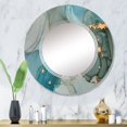 thumbnail image 1 of DESIGN ART Designart 'Turquoise Gold Infused Marble' Printed Modern Wall Mirror 32in.x32in., 1 of 5