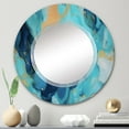thumbnail image 1 of DESIGN ART Designart "Turquoise Luxury Abstract Fluid Art III" Abstract Modern Wall Mirror 24in.x24in., 1 of 4