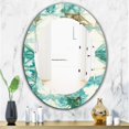 thumbnail image 1 of DESIGN ART Designart 'Turquoise Watercolor Geometrical IV' Printed Mid-Century Oval or Round Wall Mirror - Blue 20in.x30in., 1 of 5