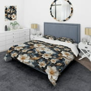 DESIGN ART Designart "Victorian Opulence Marble Pattern II" Gold Glam Bedding Cover Set With 2 Shams Twin