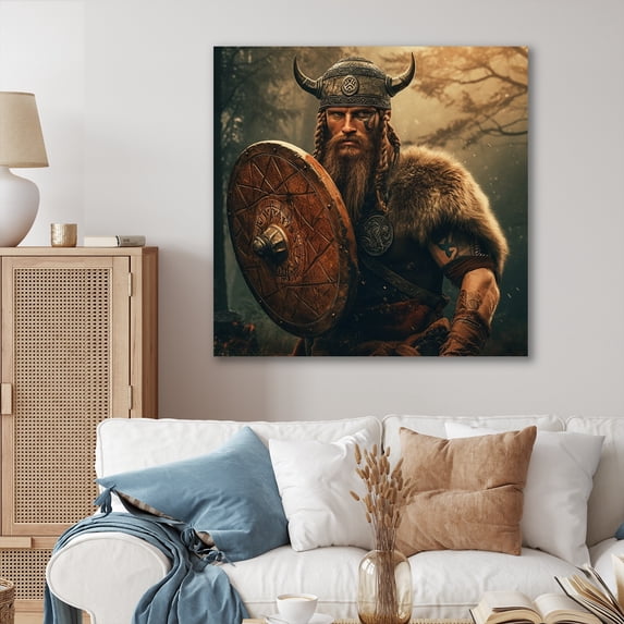 DESIGN ART Designart "Viking Portrait I" Fashion Woman Metal Wall Art 29 in. wide x 29 in. high