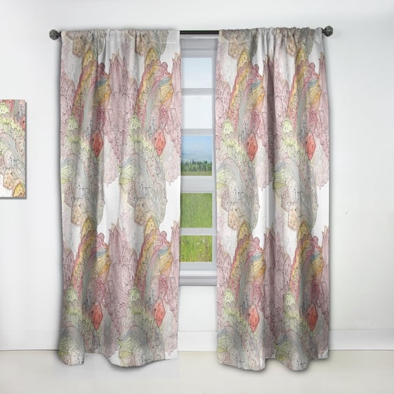 DESIGN ART Designart 'Watercolor Painting with Ethnic Motif' Bohemian & Eclectic Curtain Single Panel 52 in. wide x 84 in. high - 1 Panel 84 Inches