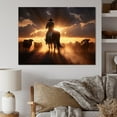 thumbnail image 1 of DESIGN ART Designart "Wrangler In Sunset Iv" Landscape Sunset Canvas Art Print 20 in. wide x 12 in. high, 1 of 5