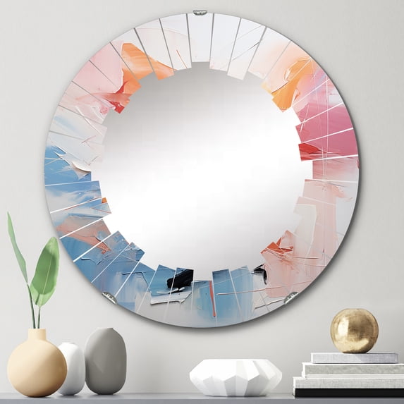 DESIGN ART Designart "Yellow Pink Abstract Expressionism Emphasizes The" Modern Wall Mirror 24in.x24in.