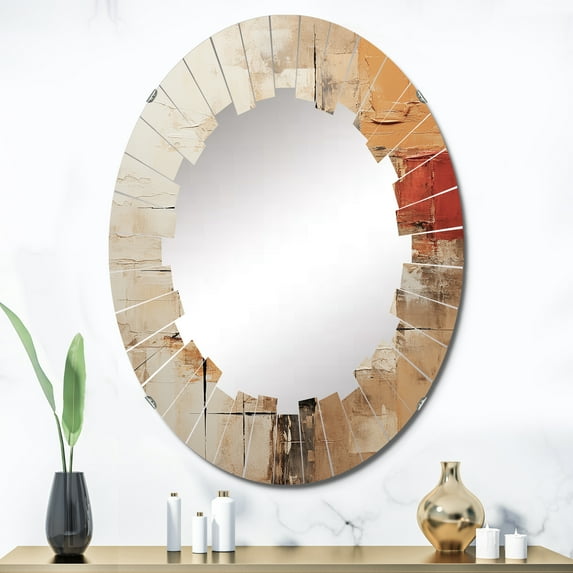 DESIGN ART Designart "Yelow Orange Abstract Fractal Impressions" Modern Wall Mirror 24in.x36in.