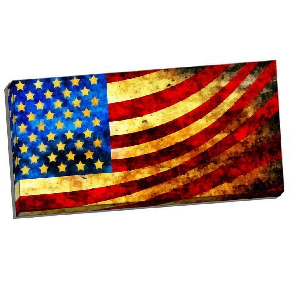 DESIGN ART God Bless America Flag' Canvas Art Set 32 in. wide x 16 in. high - 1 Panel
