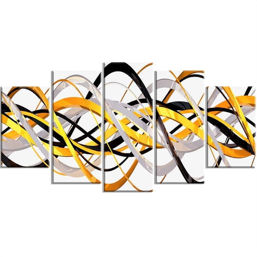 DESIGN ART  "Grey and Gold Waves" Canvas Art Print