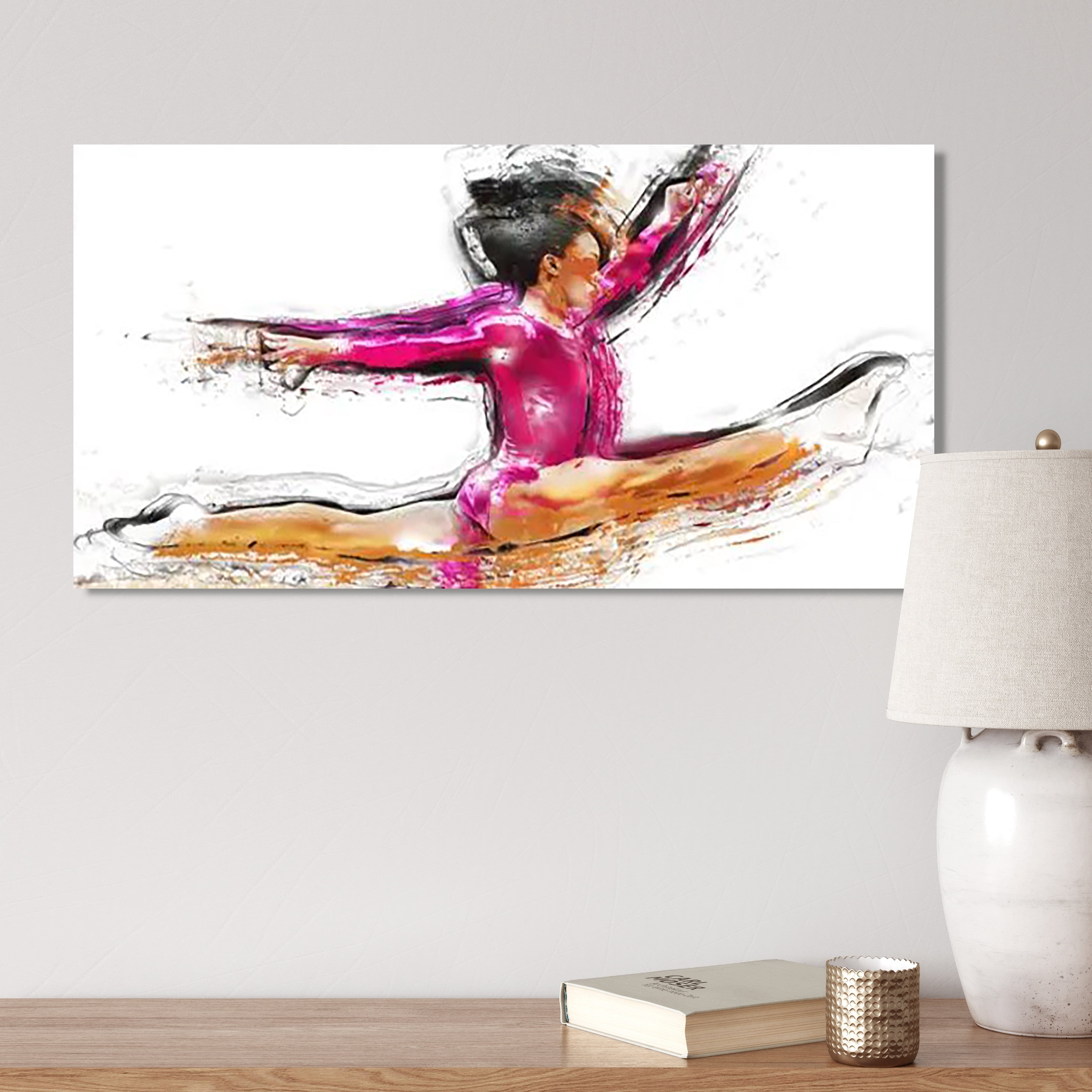 DESIGN ART  "Gymnastics Split" Canvas Art Print - Pink