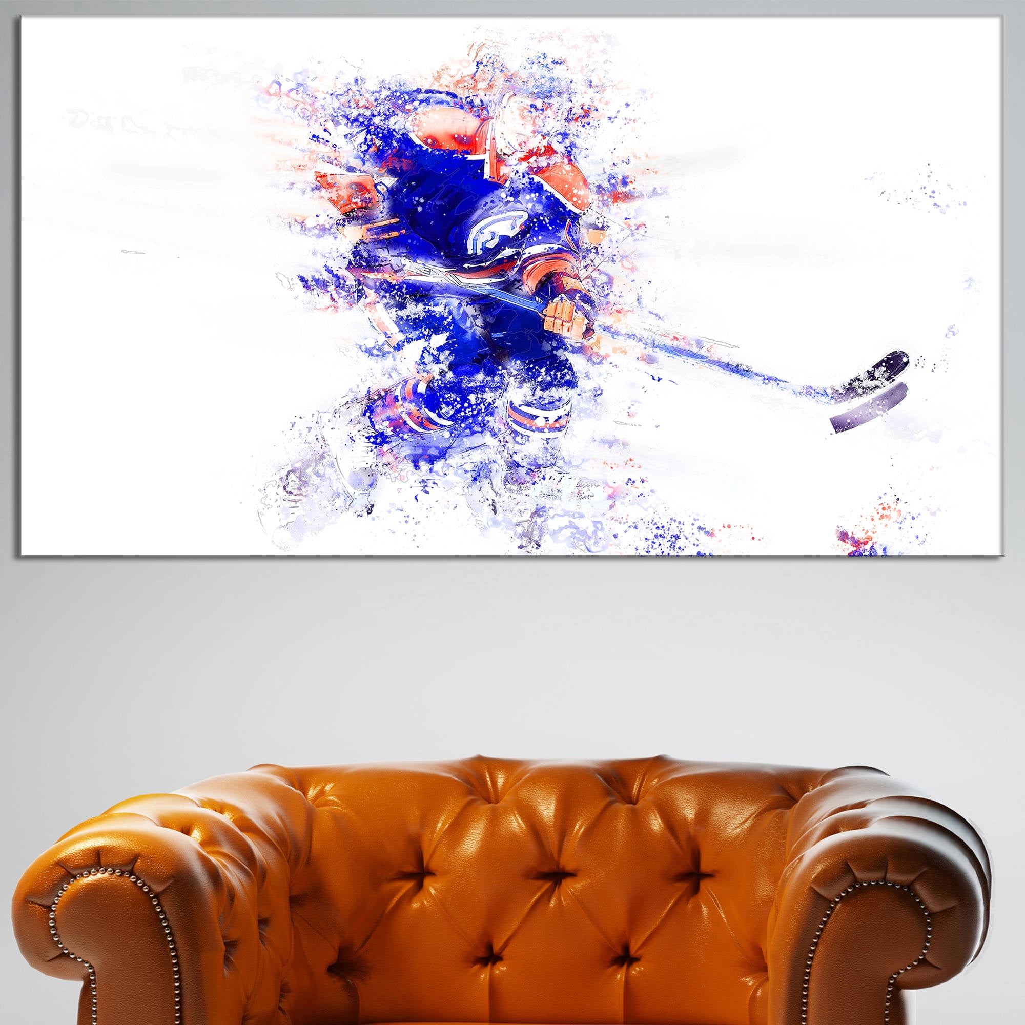DESIGN ART  'Hockey Lets Go Defense' Canvas Art Print - 32 in. wide x 16 in. high