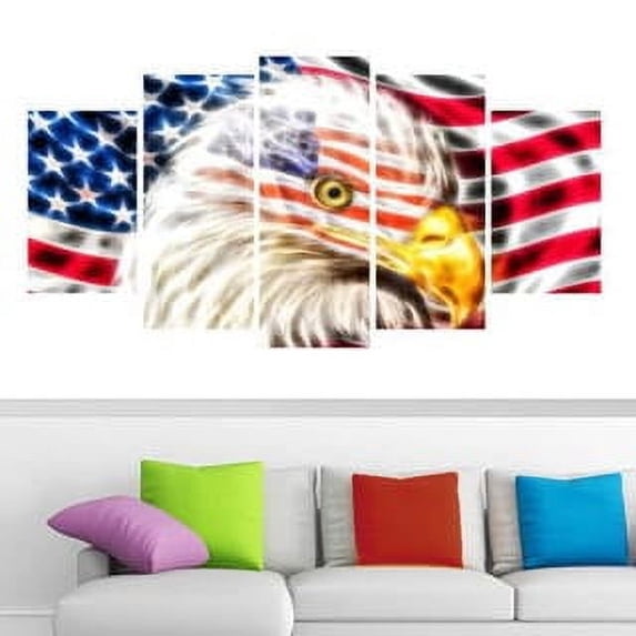 DESIGN ART Land of the Free" Canvas Wall Art 60 in. wide x 32 in. high - 5 Panels Diamond Shape