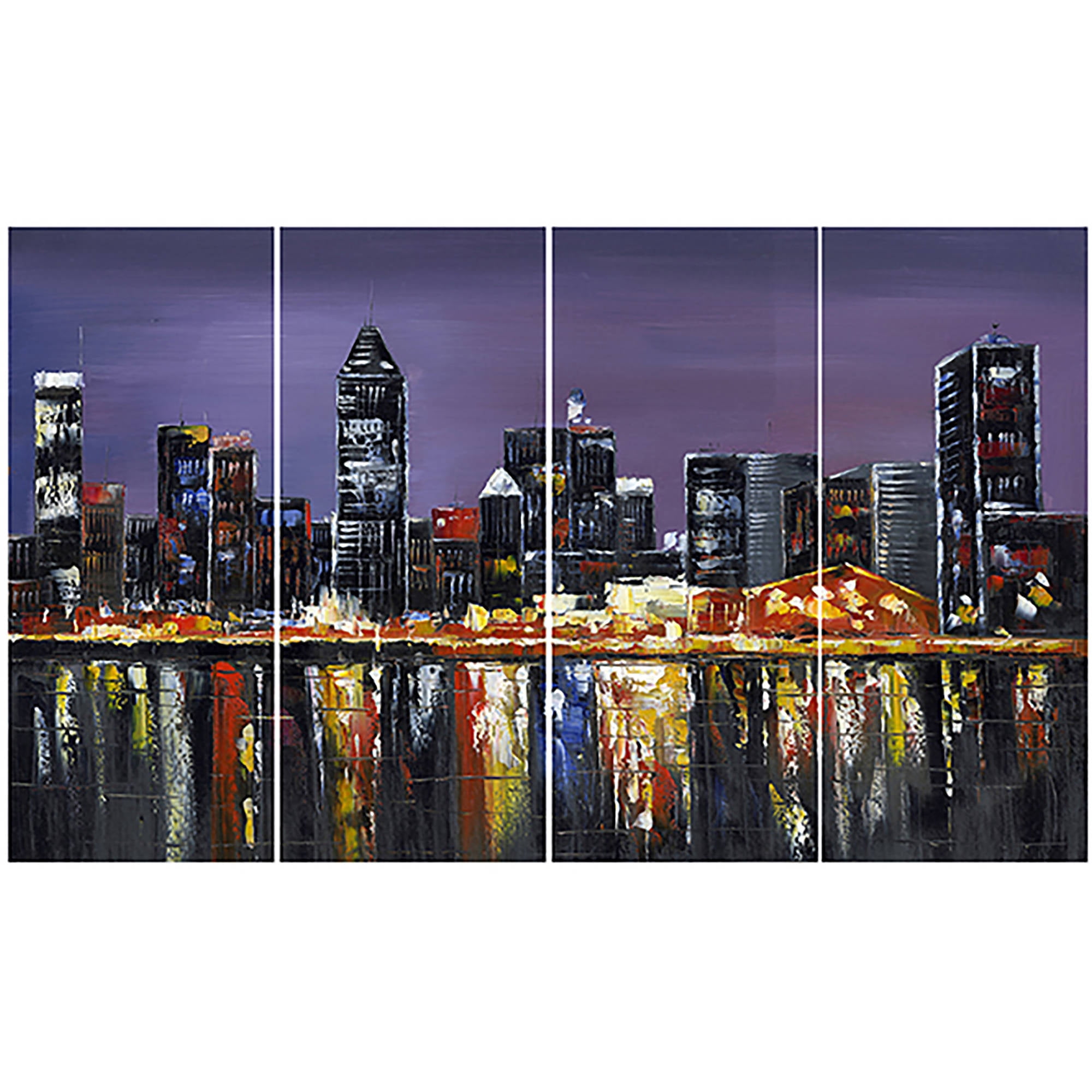 DESIGN ART Montreal At Night- Fine Art Canvas Print 48 x 24