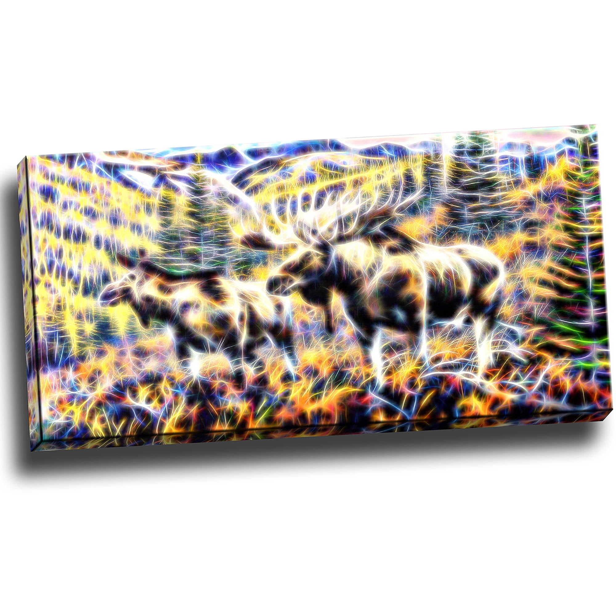 DESIGN ART  "Moose in the Forest" 32x16-inch Canvas Art Print