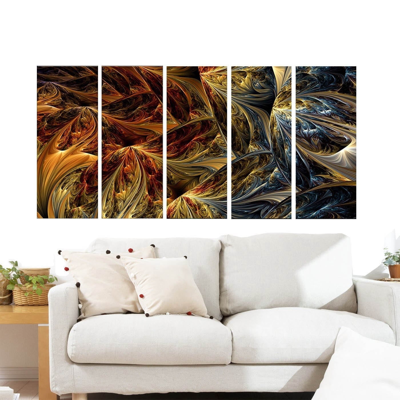 DESIGN ART  "Red VS Blue" 4-piece Large Canvas Print - Blue 32 in. wide x 16 in. high - 1 Panel