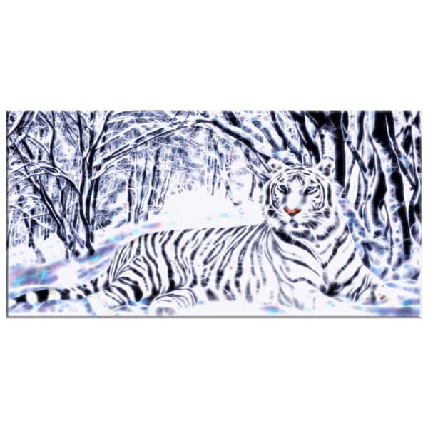 DESIGN ART White Tiger White Forest Artwork (Multiple Sizes) 32 in. wide x 16 in. high