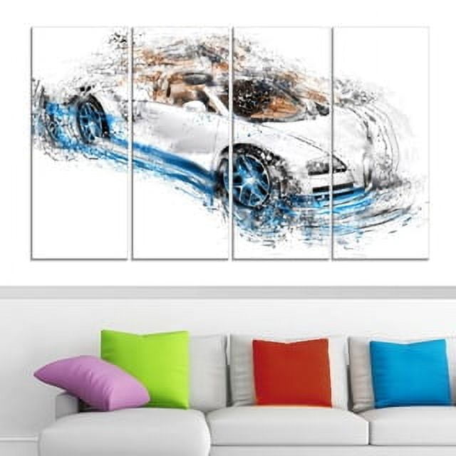 DESIGN ART White and Blue Convertible" 4-piece Gallery-wrapped Canvas