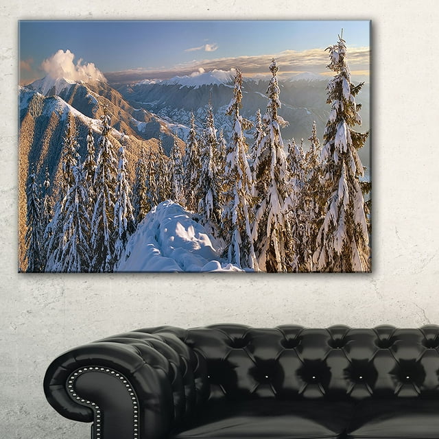 DESIGN ART Winter Carpathians Panoramic View Landscape Wall Art