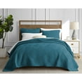 thumbnail image 1 of DESIGN STUDIO Garment Wash Grid Teal 3-Piece Microfiber Quilt Set - Full/Queen, 1 of 6