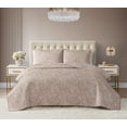 thumbnail image 1 of DESIGN STUDIO Leopard Cocoa 3-Piece All-Season Soft Woven Matelasse Jacquard Reversible Cotton Blend Quilt Set - Full/Queen, 1 of 5