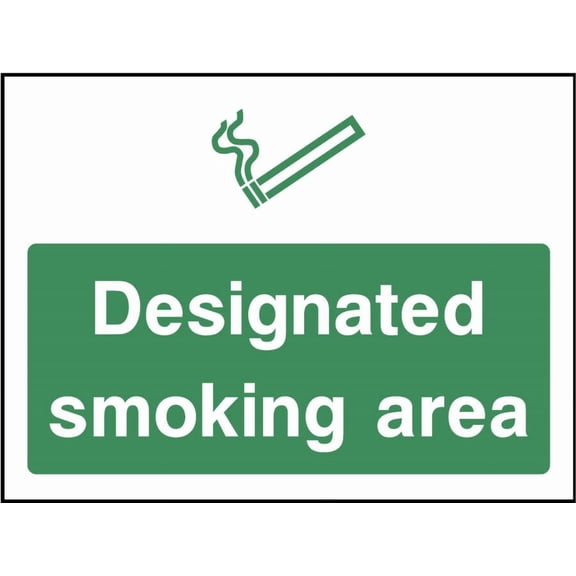 DESIGNATED SMOKING AREA SELF ADHESIVE Metal Aluminum Sign OR FOAMEX SIGN WEATHERPROOF Size: 8 x 12 Inch