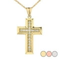 thumbnail image 1 of DESIGNER BOLD CZ CROSS IN GOLD (YELLOW/ROSE/WHITE), 1 of 1