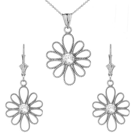 DESIGNER MILGRAIN FLOWER PENDANT NECKLACE SET IN YELLOW GOLD : 10K Pendant with 18" chain