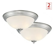 DESIGNERS FOUNTAIN Flush Mount Ceiling Light, 11 Inch Frosted Glass Lighting Fixture for Kitchen, Bedroom, Bathroom, and Hallway, LED Bulbs Not Included, Brushed Nickel