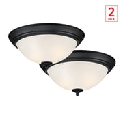 DESIGNERS FOUNTAIN Flush Mount Ceiling Light, 11 Inch Frosted Glass Lighting Fixture for Kitchen, Bedroom, Bathroom, and Hallway, LED Bulbs Not Included, Matte Black